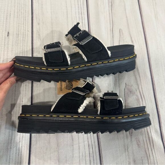 Dr Martens Myles Suede & Sherpa Platform Sandals Warmwair Mens 10 Womens 11 NEW‎ main image 4